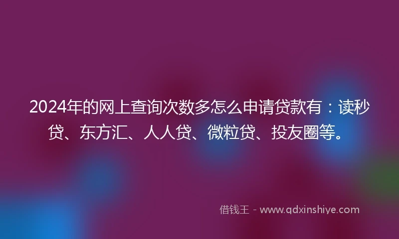 2024年的网上查询次数多怎么申请贷款有：读秒贷、东方汇、人人贷、微粒贷、投友圈等。