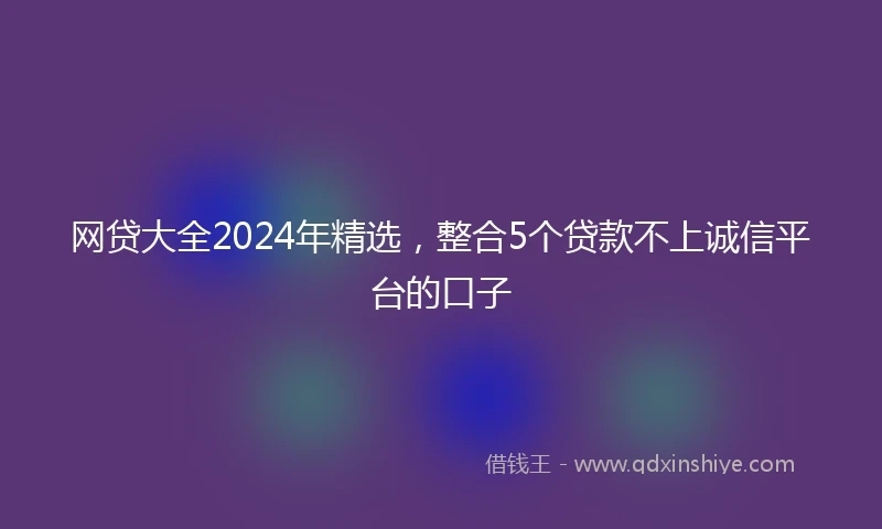 网贷大全2024年精选，整合5个贷款不上诚信平台的口子