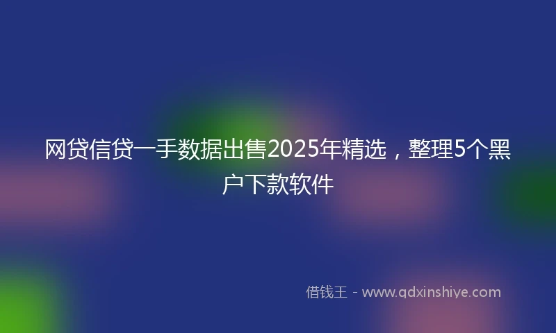 网贷信贷一手数据出售2025年精选，整理5个黑户下款软件