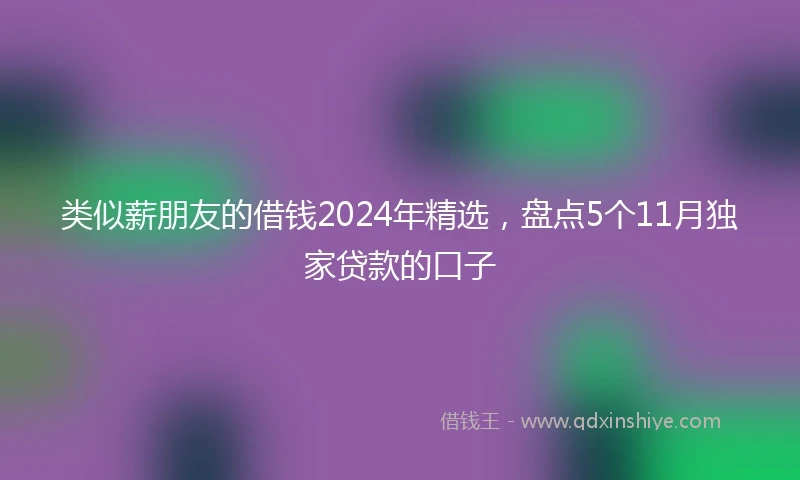 类似薪朋友的借钱2024年精选，盘点5个11月独家贷款的口子