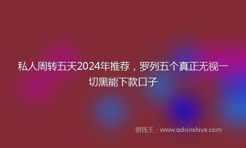 私人周转五天2024年推荐，罗列五个真正无视一切黑能下款口子