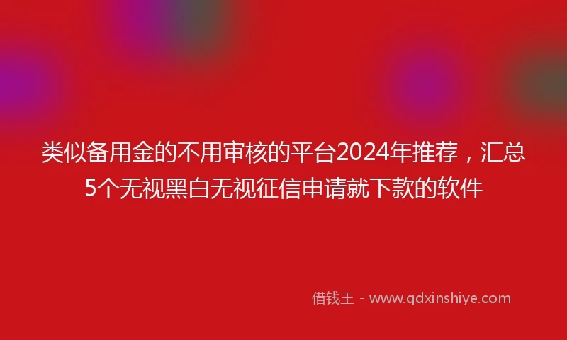 类似备用金的不用审核的平台2024年推荐，汇总5个无视黑白无视征信申请就下款的软件