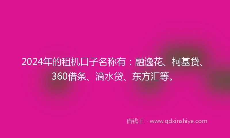 2024年的租机口子名称有：融逸花、柯基贷、360借条、滴水贷、东方汇等。