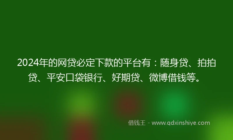 2024年的网贷必定下款的平台有：随身贷、拍拍贷、平安口袋银行、好期贷、微博借钱等。