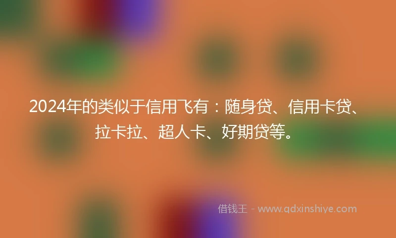 2024年的类似于信用飞有：随身贷、信用卡贷、拉卡拉、超人卡、好期贷等。
