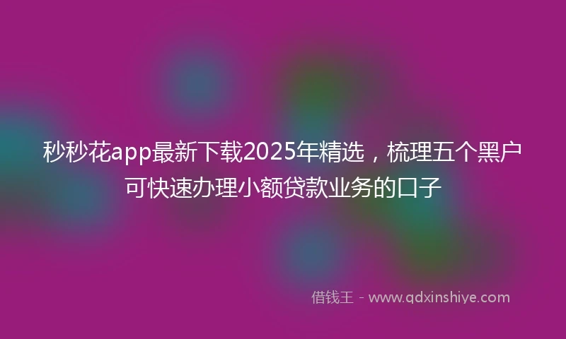 秒秒花app最新下载2025年精选，梳理五个黑户可快速办理小额贷款业务的口子