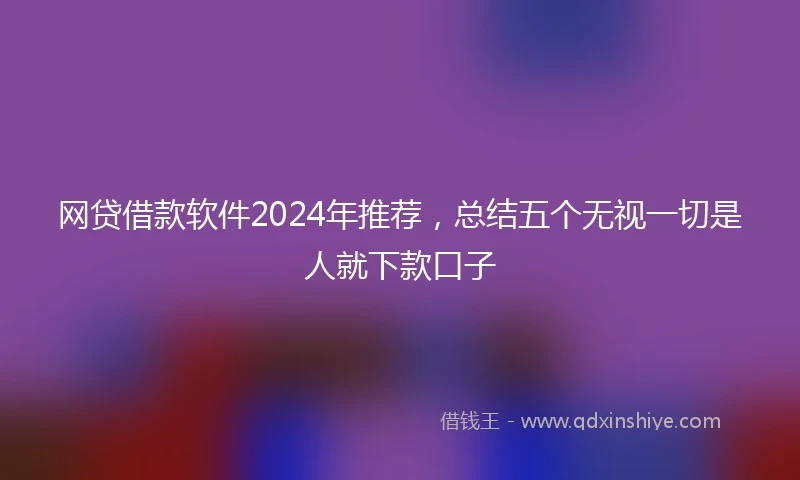 网贷借款软件2024年推荐，总结五个无视一切是人就下款口子