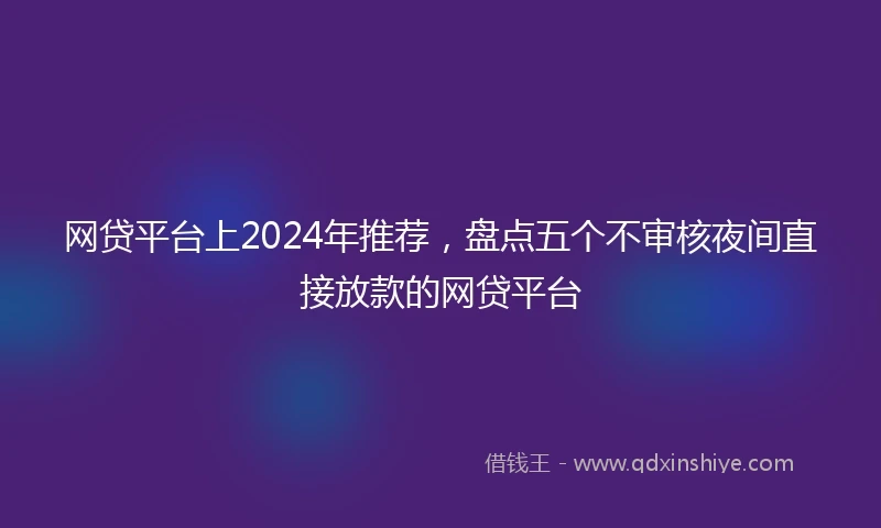 网贷平台上2024年推荐,盘点五个不审核夜间直接放款的网贷平台