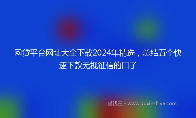 网贷平台网址大全下载2024年精选，总结五个快速下款无视征信的口子