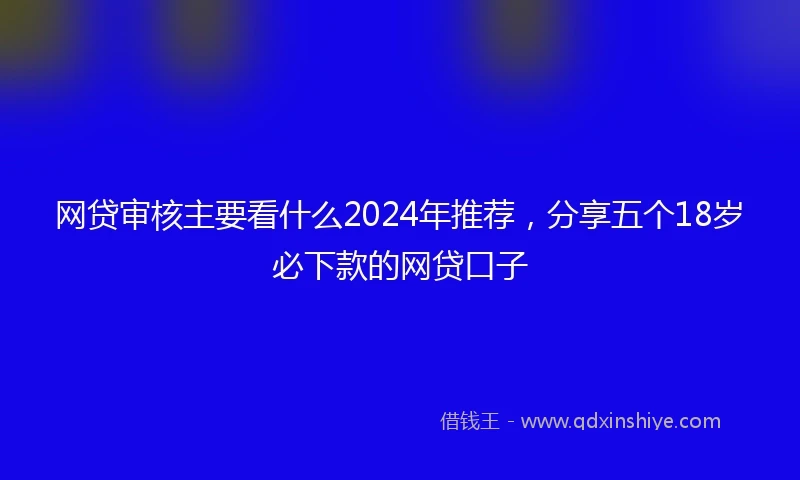 网贷审核主要看什么2024年推荐，分享五个18岁必下款的网贷口子