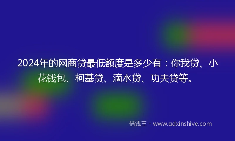 2024年的网商贷最低额度是多少有：你我贷、小花钱包、柯基贷、滴水贷、功夫贷等。