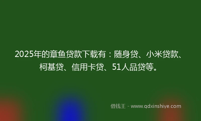 2025年的章鱼贷款下载有：随身贷、小米贷款、柯基贷、信用卡贷、51人品贷等。