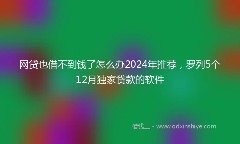 网贷也借不到钱了怎么办2024年推荐，罗列5个12月独家贷款的软件