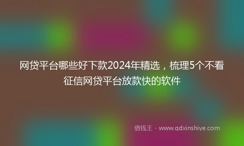 网贷平台哪些好下款2024年精选，梳理5个不看征信网贷平台放款快的软件
