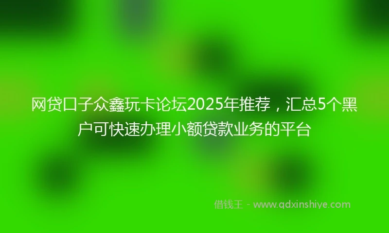网贷口子众鑫玩卡论坛2025年推荐，汇总5个黑户可快速办理小额贷款业务的平台
