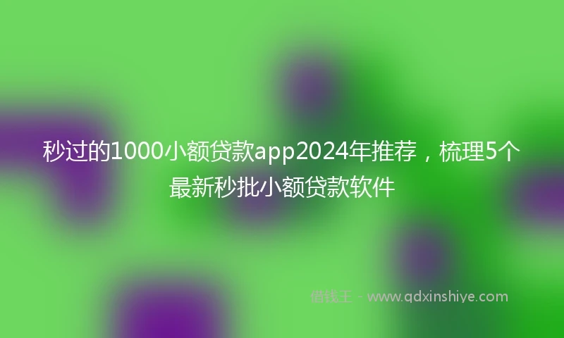 秒过的1000小额贷款app2024年推荐，梳理5个最新秒批小额贷款软件