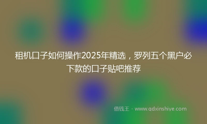 租机口子如何操作2025年精选，罗列五个黑户必下款的口子贴吧推荐