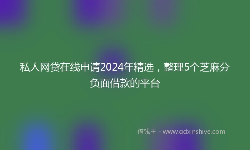 私人网贷在线申请2024年精选，整理5个芝麻分负面借款的平台