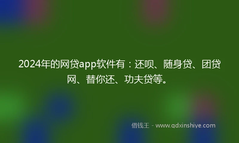 2024年的网贷app软件有：还呗、随身贷、团贷网、替你还、功夫贷等。
