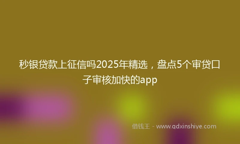 秒银贷款上征信吗2025年精选，盘点5个审贷口子审核加快的app