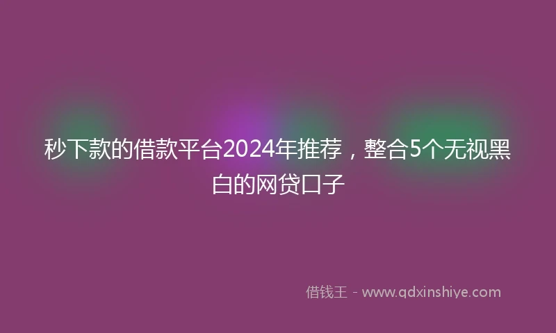 秒下款的借款平台2024年推荐，整合5个无视黑白的网贷口子