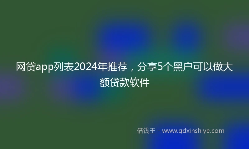 网贷app列表2024年推荐,分享5个黑户可以做大额贷款软件