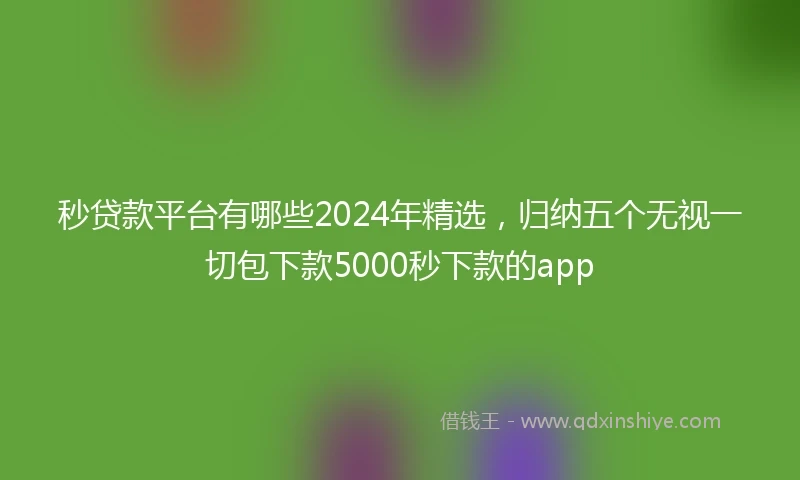 秒贷款平台有哪些2024年精选，归纳五个无视一切包下款5000秒下款的app