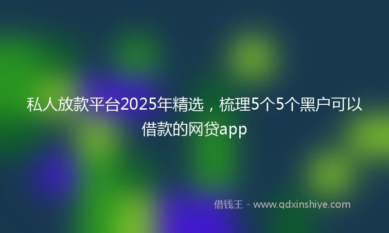 私人放款平台2025年精选，梳理5个5个黑户可以借款的网贷app
