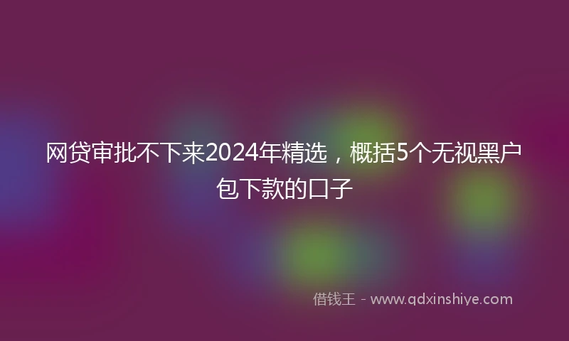 网贷审批不下来2024年精选，概括5个无视黑户包下款的口子