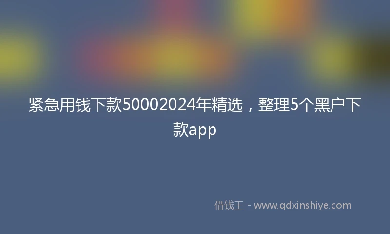 紧急用钱下款50002024年精选，整理5个黑户下款app