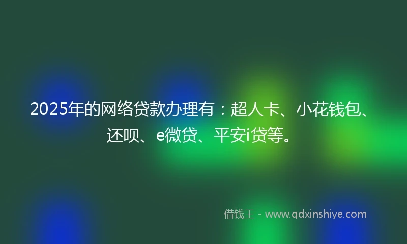 2025年的网络贷款办理有：超人卡、小花钱包、还呗、e微贷、平安i贷等。