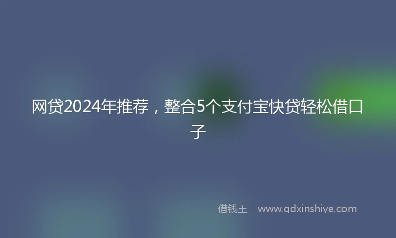 网贷2024年推荐，整合5个支付宝快贷轻松借口子