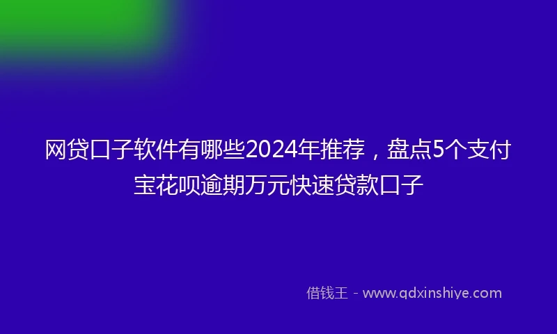 网贷口子软件有哪些2024年推荐，盘点5个支付宝花呗逾期万元快速贷款口子
