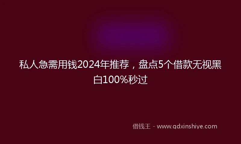 私人急需用钱2024年推荐，盘点5个借款无视黑白100%秒过