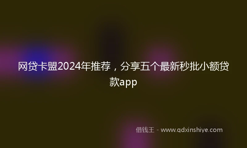 网贷卡盟2024年推荐，分享五个最新秒批小额贷款app