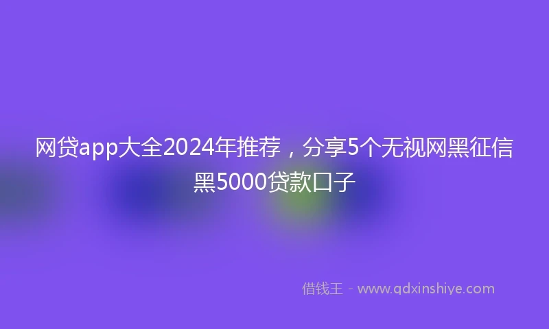 网贷app大全2024年推荐，分享5个无视网黑征信黑5000贷款口子