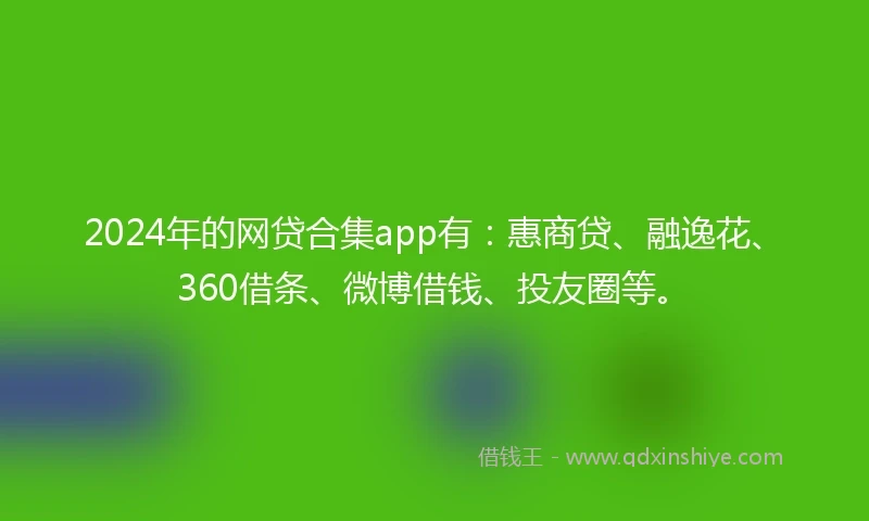 2024年的网贷合集app有：惠商贷、融逸花、360借条、微博借钱、投友圈等。