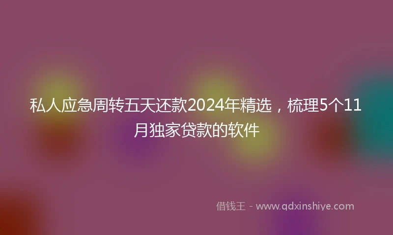 私人应急周转五天还款2024年精选，梳理5个11月独家贷款的软件