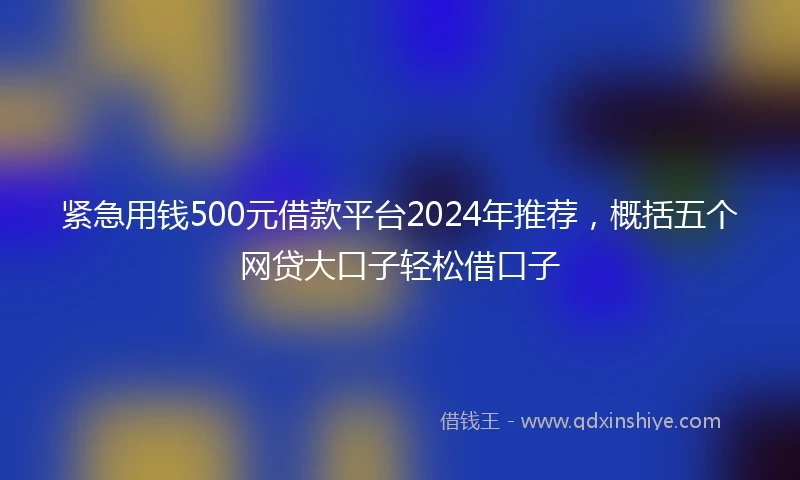 紧急用钱500元借款平台2024年推荐，概括五个网贷大口子轻松借口子