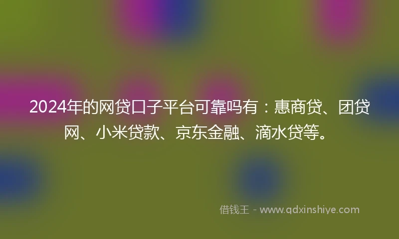 2024年的网贷口子平台可靠吗有：惠商贷、团贷网、小米贷款、京东金融、滴水贷等。