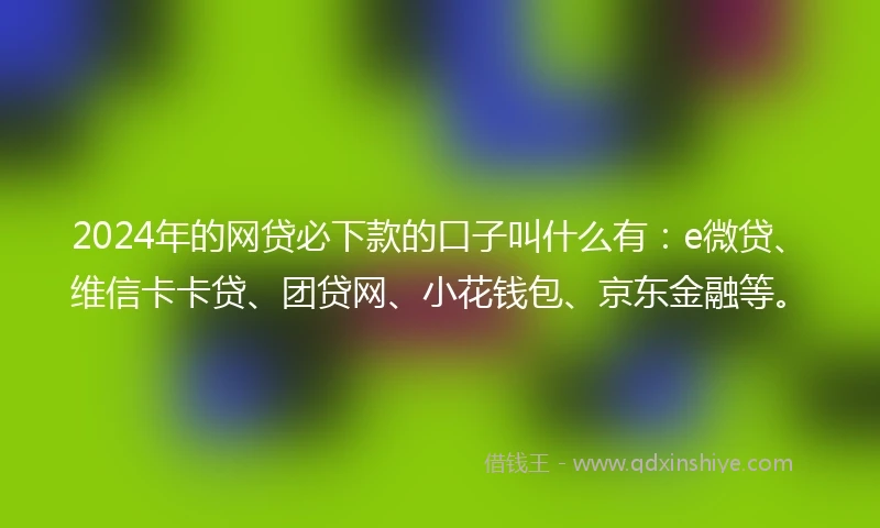 2024年的网贷必下款的口子叫什么有：e微贷、维信卡卡贷、团贷网、小花钱包、京东金融等。
