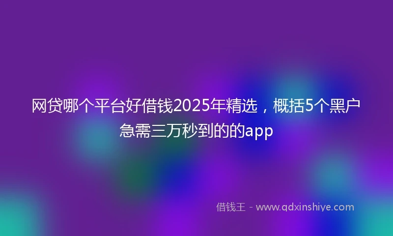网贷哪个平台好借钱2025年精选，概括5个黑户急需三万秒到的的app