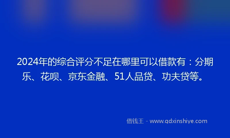 2024年的综合评分不足在哪里可以借款有：分期乐、花呗、京东金融、51人品贷、功夫贷等。