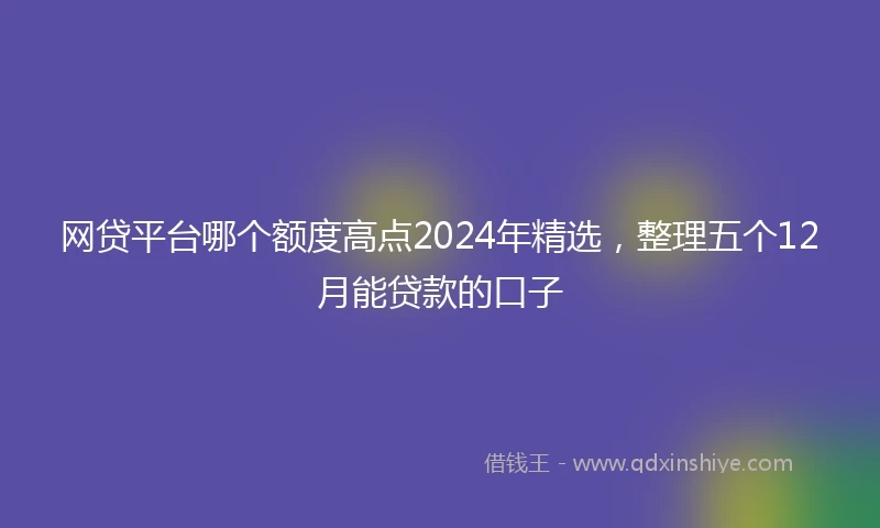 网贷平台哪个额度高点2024年精选，整理五个12月能贷款的口子