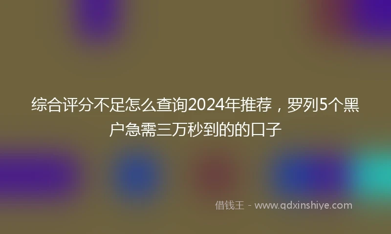 综合评分不足怎么查询2024年推荐，罗列5个黑户急需三万秒到的的口子
