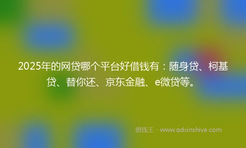 2025年的网贷哪个平台好借钱有：随身贷、柯基贷、替你还、京东金融、e微贷等。