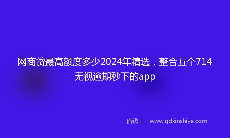 网商贷最高额度多少2024年精选，整合五个714无视逾期秒下的app