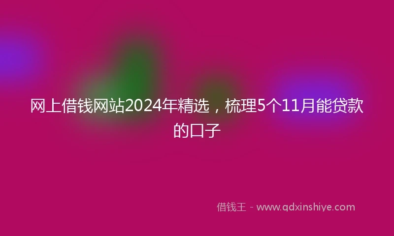 网上借钱网站2024年精选，梳理5个11月能贷款的口子