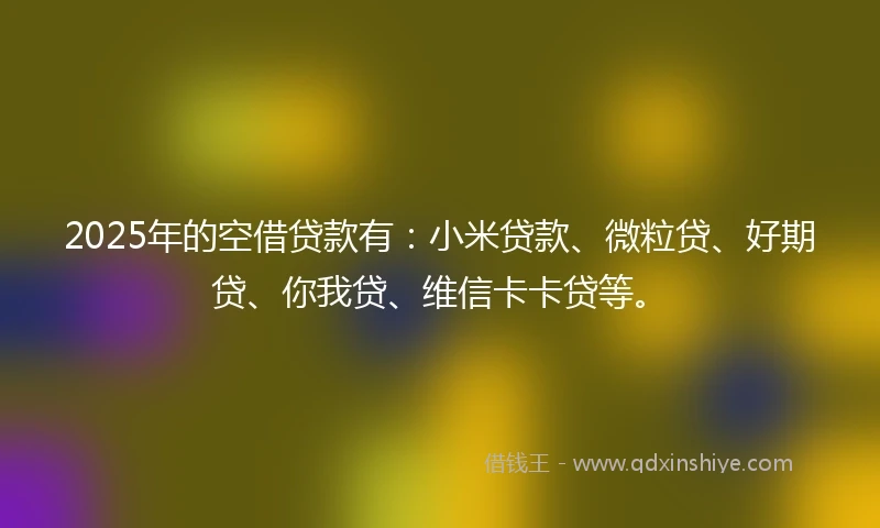2025年的空借贷款有：小米贷款、微粒贷、好期贷、你我贷、维信卡卡贷等。