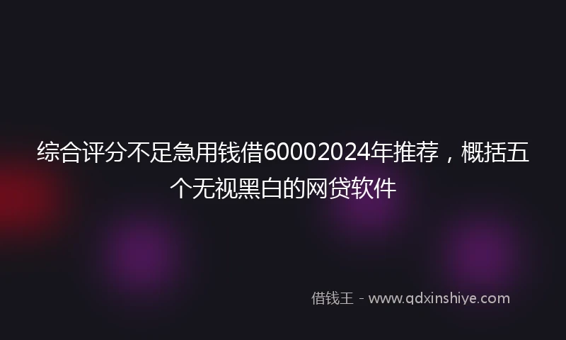 综合评分不足急用钱借60002024年推荐，概括五个无视黑白的网贷软件